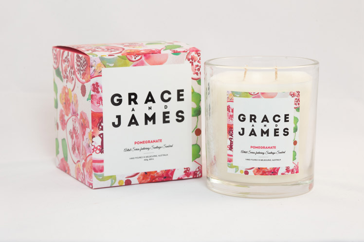 Grace and James lifestyle label candles