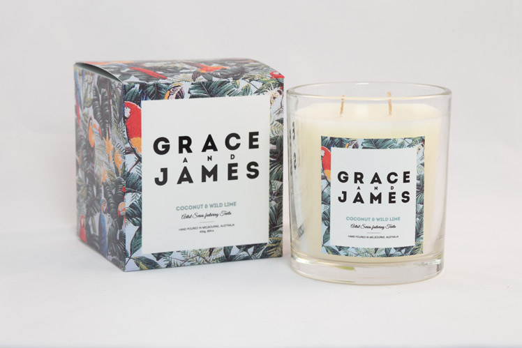 Grace and James lifestyle label candles