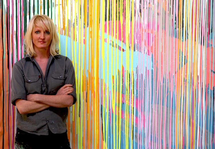 Martinich&Carran Rowena Martinich in front of her painting "Jan Juc Summer High"